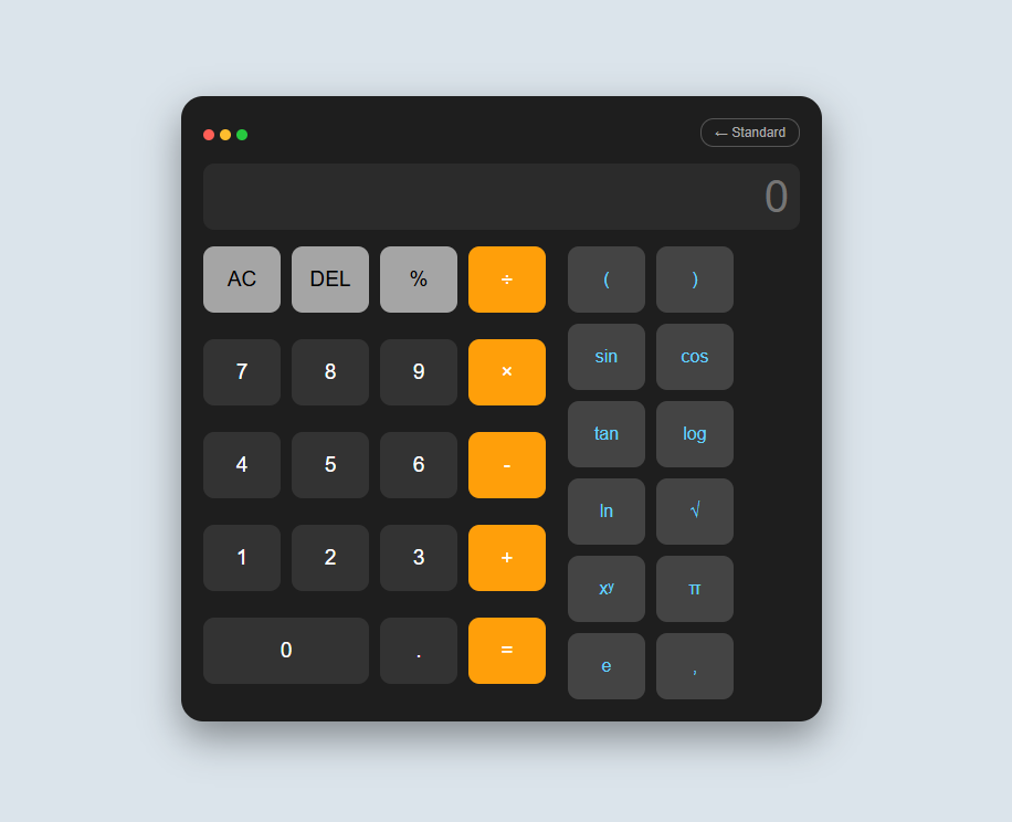 Scientific Calculator Pro – Pure JavaScript & CSS3 1 Screenshot